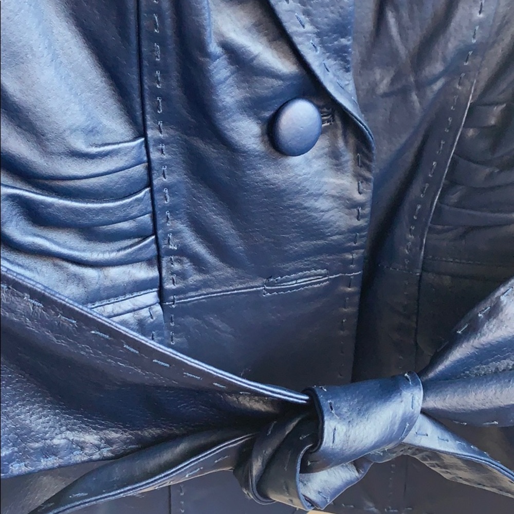 Indigo Blue Leather Jacket by Colleen Lopez - Picture 3 of 6